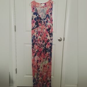 Motherhood Maternity Floral Dress in Pink and Navy